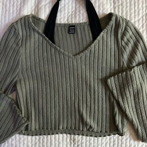 Shein Ribbed Knit Sweater in Sage Green